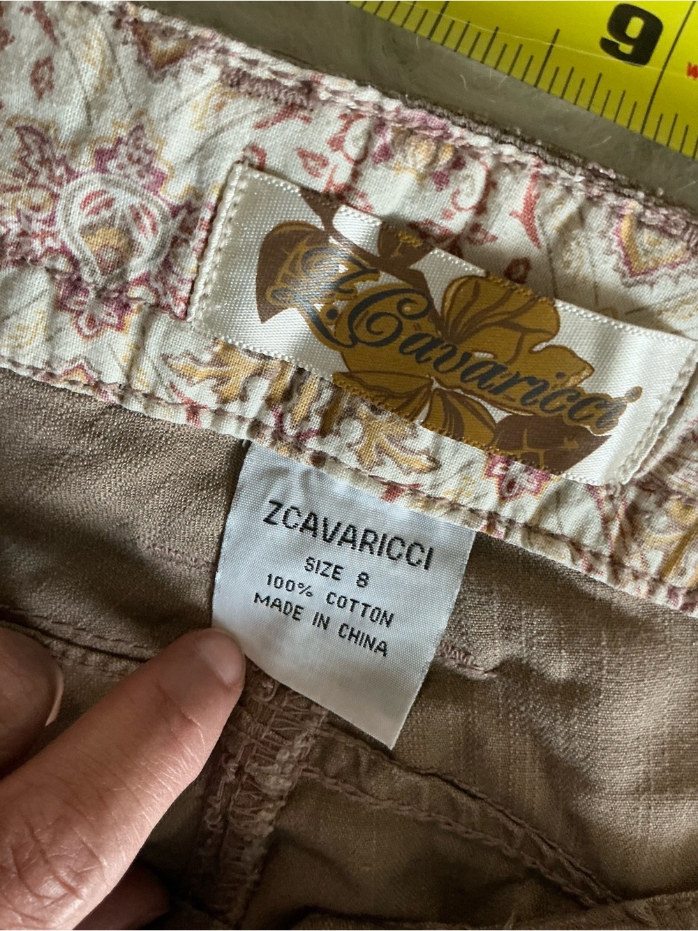 Cavaricci Women’s 100%Cotton Capri Pants Size 8 Tan Drawstring Hem Y2K - Picture 9 of 9